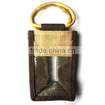 2014 promotion jute bag with bamboo handle