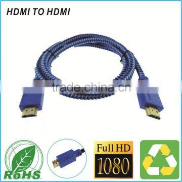 Blue HD TV Cable Sleeving Braided Cable High Speed Connect Wire For 3D TV Support 1080P Cable