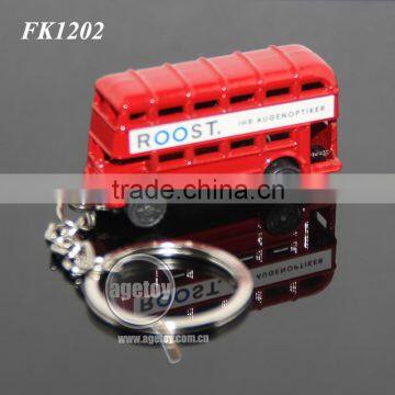 3D Mini Bus Shaped Customized Printing Promotional Souvenir Double-deck London Bus Keychain