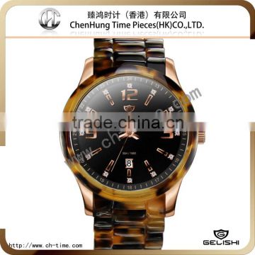 Tortoise sapphire crystal watchband quartz watch for men competitive price