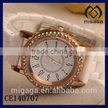 wholesale ceramic women's watch zirconia stone bezel*zirconia ceramic watch for women