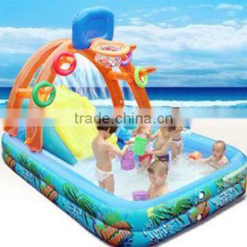 basketball inflatable pool swimming with slide children paddling pool slide send electric pump + water gun