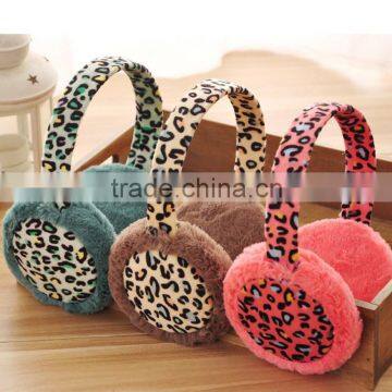 2016 leopard print cute plush earmuff for winter girls as gift