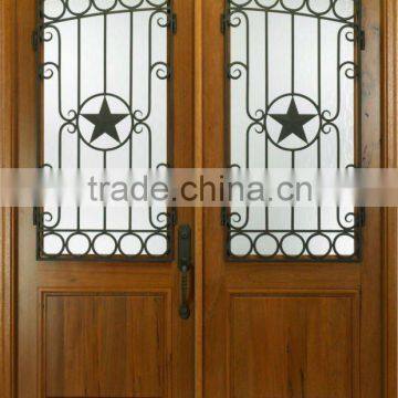 Wooden Wrought Iron Double Doors Design DJ-S9152W-1