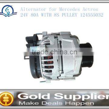 "Brand New alternator for Mercedes Actros 24V 80A WITH 8S PULLEY 124555032 with high quality and low price."