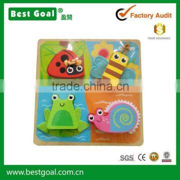 Bestgoal Factory Directly Selling wooden toys educational puzzle for kids frog snail ladybug bee puzzles jigsaw