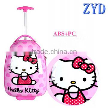 ABS and PC material case type pink hello kitty trolley school bag with wheels for girls