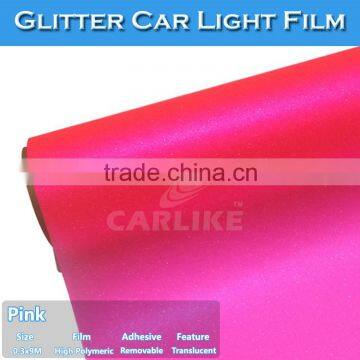 CARLIKE Glitter Pink Headlight Self Adhesive Vinyl Film For Car photo-2