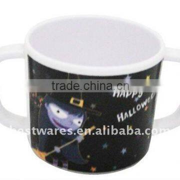 Unique design Halloween two handle melamine kids mug