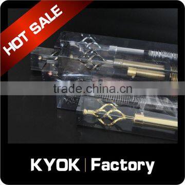 KYOK cheap price pvc packing curtain rod set,wrought iron strong curtain finials with pvc packing