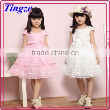 Children summer clothing multi-layer design girls party lace kids dress