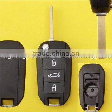 Hot Sale Replacement Flip Remote Key Blank Fobs For 3 Button PEUGEOT No Logo