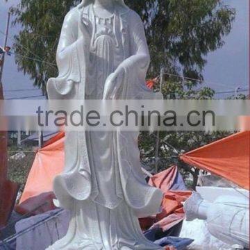Guanyin Female Buddha Statue White Marble Stone Statue Hand Carving Sculpture For Pagoda, Cave, Temple No47