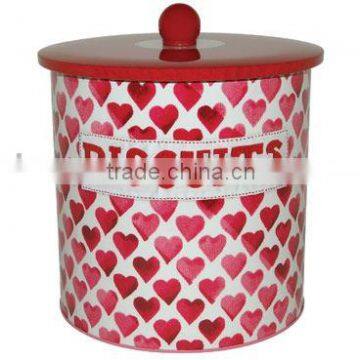 large round tin container box with lid