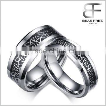 Trendy Men Women Tungsten Carbide Carbon Fiber Inlaid Black Gun Plated 8mm/6mm Cool Couples Rings