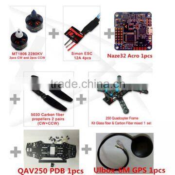 2015 Hot Sale!!! QAV250 Combo Kits CF Frame/Motors/ESC/APM2.8/Props/GPS