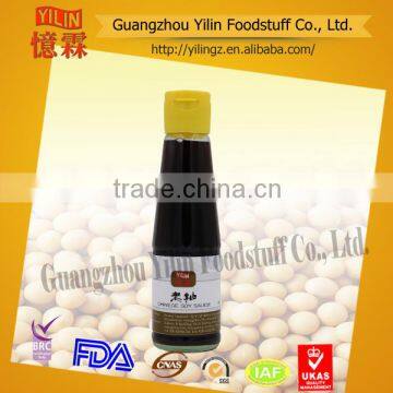 200ml Chinese Yilin brand glass bottle soy sauce with BRC certification