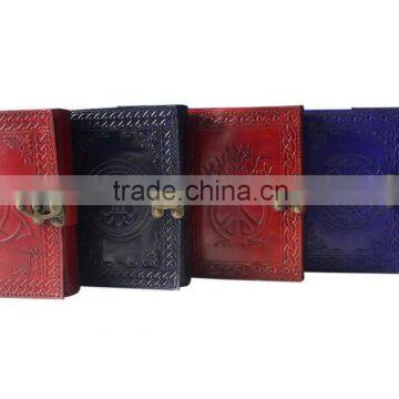 Blue / Brown Embossed Leather Journal Travel Journal Colored Leather Journal With C Lock photo-4