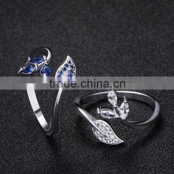Synthetic Blue Gemstone High Quality cz Engagement Rings White Copper Jewelry photo-6