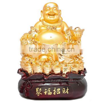 24k Golden painting resin Luckly Buddha, chinese fengshui decoration