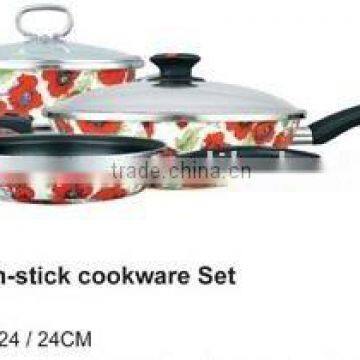 5pcs porcelain enamel non-stick cookware set-kitchenware