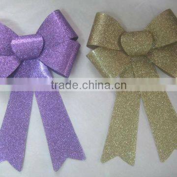 9" Gold PVC Glitter Christmas Ribbon Bow