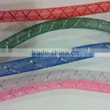 HOT SALE10mm or 15mm Round Woven Mesh Tubing Ribbon for Gift Packaging Decorations,mesh cord