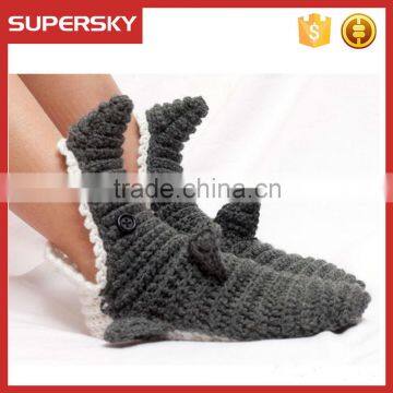 A-213 shark knitted indoor shoes socks animal crochet slipper socks handmade house slipper socks