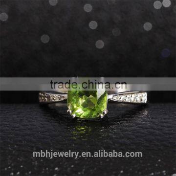 Hot Sale Jewellery Set 18K Gold Plated 925 Sterling Silver Precious Natural Olivine Gemstone Pendant Ring Jewelry Set photo-5