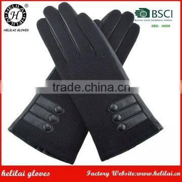 Helilai black bimaterial ladies gloves comfortables thinsulate lining gloves