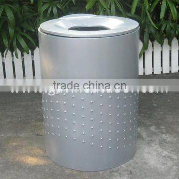 Embossed steel sidewall park dustbin metal outdoor dustbin