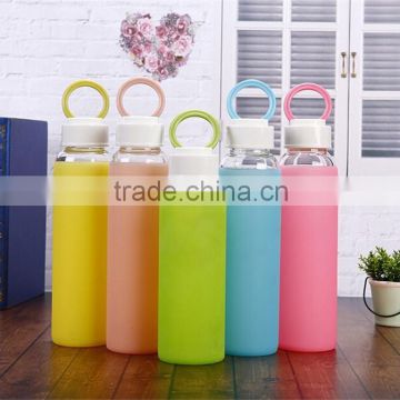 Hot Sell New Design glass water bottle with silicone sleeve,Cheap Wholesale BPA Free glass water bottle with silicone sleeve