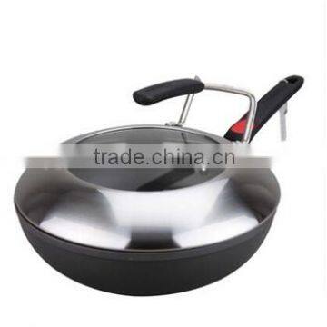 Chinese wok / stainless steel kitchen utensil / no coating cooking tools / induction holloware