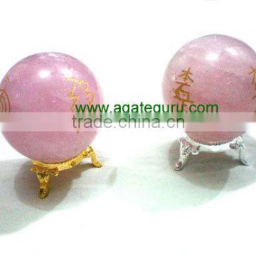 Rose Quartz Engrave USAI Reiki sphere