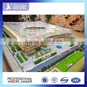 Miniature architectural scale model for commercial plaza center with led light and furniture etc