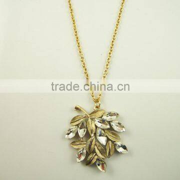 Girlfriend simple layer leaf pendant gold plating necklace item PQNK13450 from Paiqiang