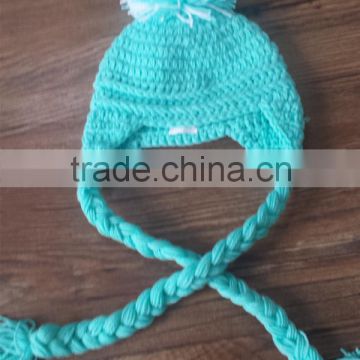 Crochet Newborn Mint Pom Pom Baby Hat