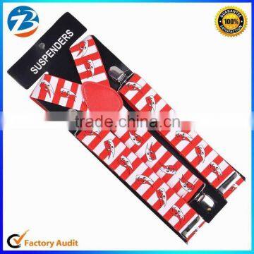 Popular Stripes Printed Wide Adjustable Braces Mens and Ladies Suspender Clips