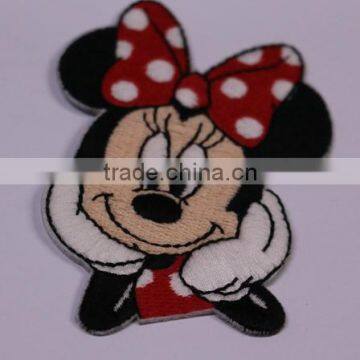 High quality 3D heat seal backing MickeyMouse Embroidery Badges For Clothing