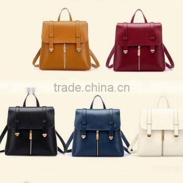 2014 china suppier pu backpack fashion women zipper in middle wholesale backpack bags