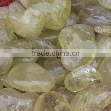 Natural Citrine Crystal Heart Topaz Stones Ornaments For Sale