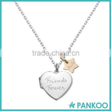 Personalised 925 sterling silver Heart Locket pendant With Mini Charm