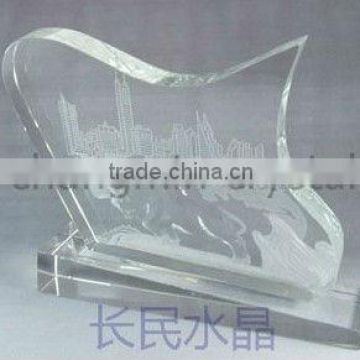 Transparent Blank Crystal Trophy With 3d Laser Building For Business Souvenir