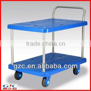 Double Layer Plastic Platform Mute Trolley with One Handle