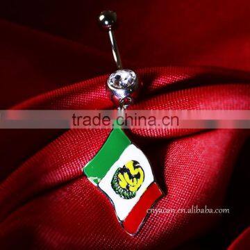 14G Mexico Flag Logo Belly Button Piercing