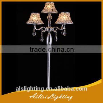 Contemporary Hot Selling Chrome 5 Lights Crystal Floor Lamp for Bedroom