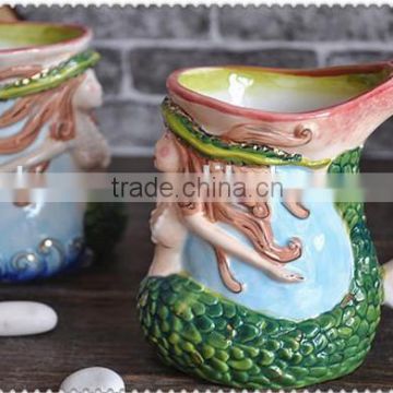 2015 new arrival ceramic 3d mermaid mug