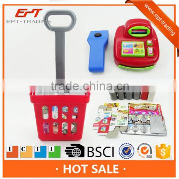 Plastic shopping car toys trolley set for kids