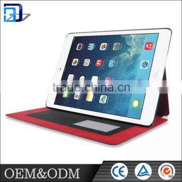 Factory price multifunction two folding rose red color anti slippery leather tablet case for ipad air