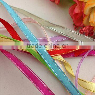Wholesale Golden&silver edges satin ribbon